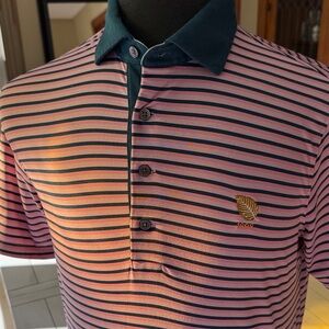 Greyson Pink and Dark Green Striped Polo